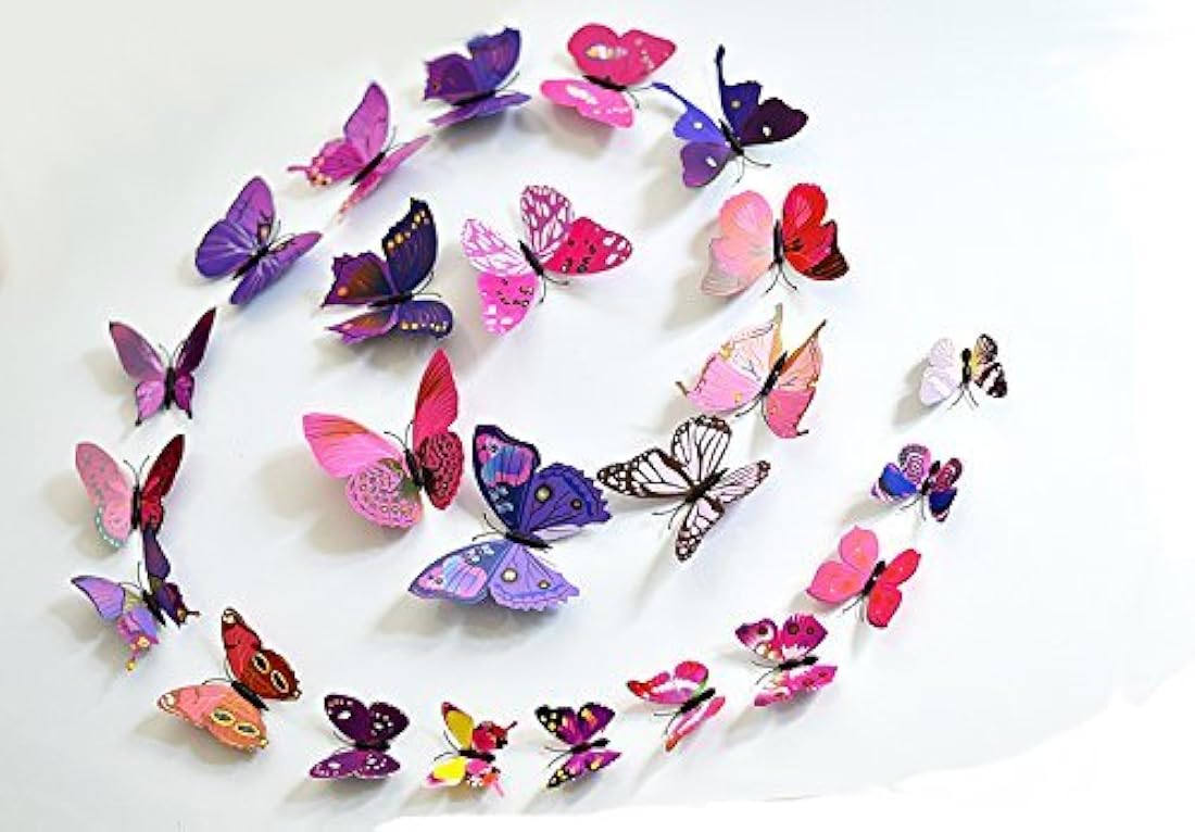Amaonm - 60 pzas hermosas calcomanías de pared de mariposa