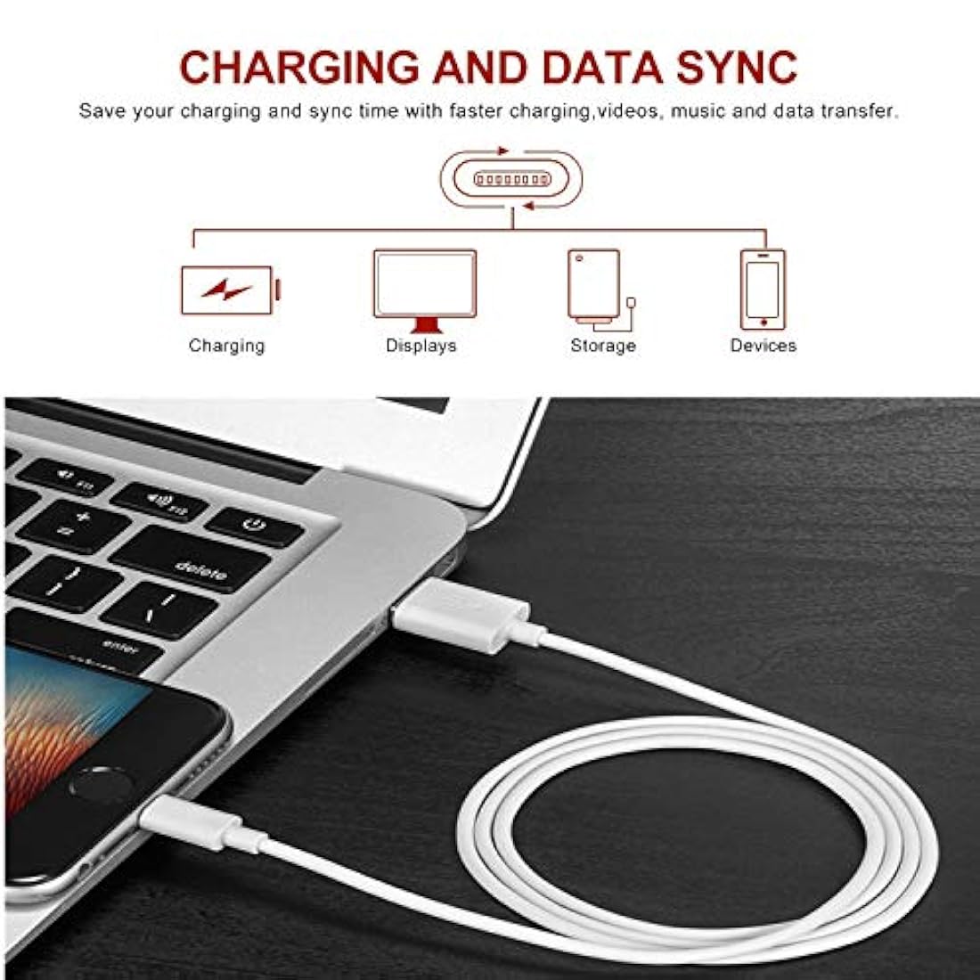 Cable cargador para 5 unidades USB de rápido largo cable