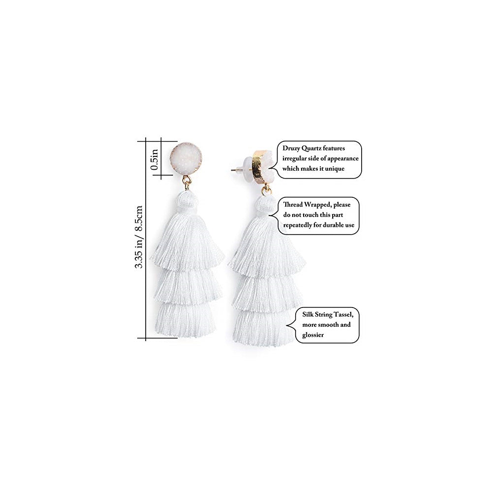 Aretes de borla de colores diseño bohemio para mujer