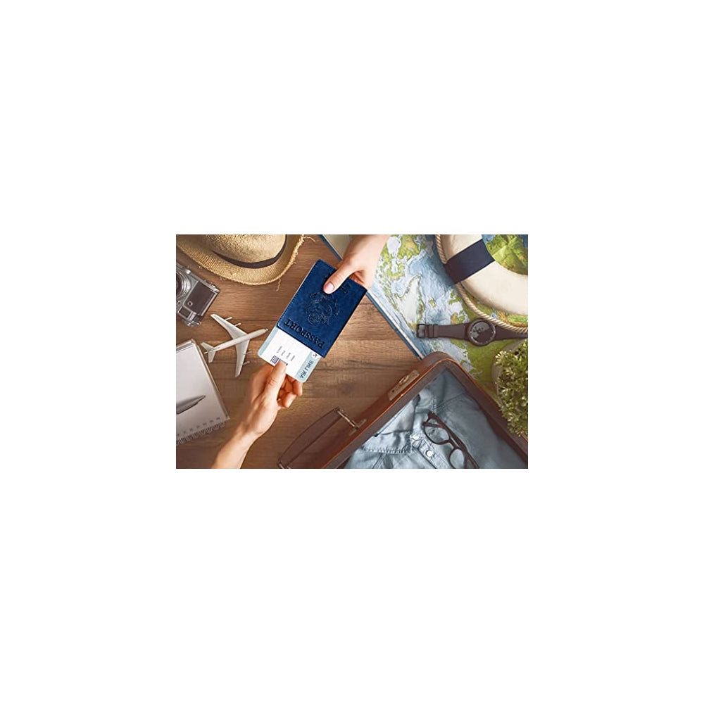 Porta Documentos y Tarjeta de pasaporte mejoradas azul