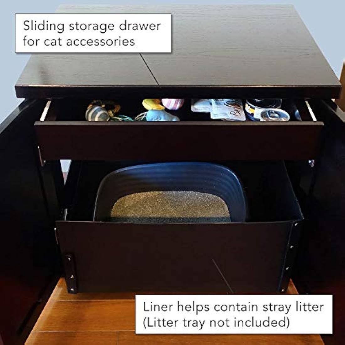 Caja de arena para gatos con bandeja de arena oculta