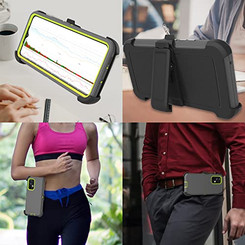 Funda compatible con Samsung Galaxy A53 5G, con clip para cinturón, resistente, resistente a prueba de golpes, protección de cuerpo completo, con función atril, para Samsung Galaxy A53 5G (gris oscuro + azul claro)