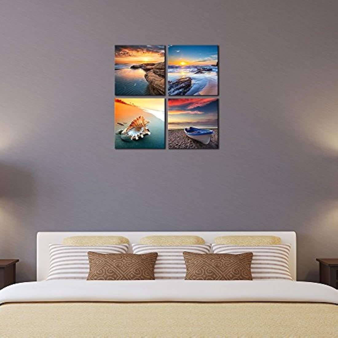 Cuadro sobre lienzo 4 paneles estirados y enmarcados