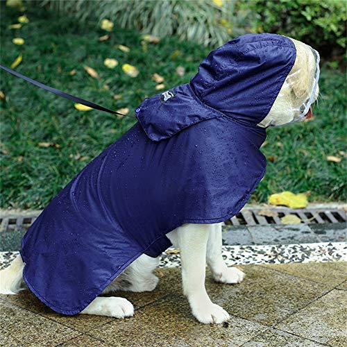 Chubasquero plegable con capucha para perros, tiras reflectantes, poncho ligero ajustable para perros pequeños, medianos y grandes, azul, XS