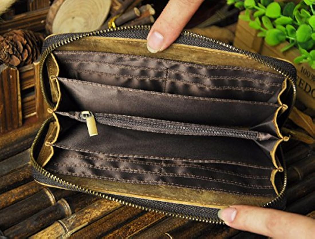 Le'aokuu Funda de piel auténtica para hombre, estilo vintage