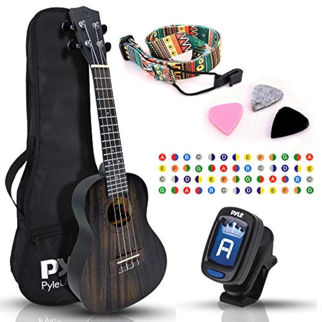 Kit de ukelele de concierto de caoba PYLE-PRO PUKT8880