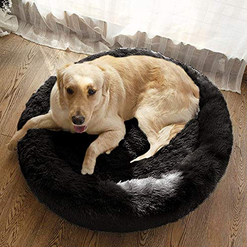Cama cómoda calmante para perros de piel sintética MFOX
