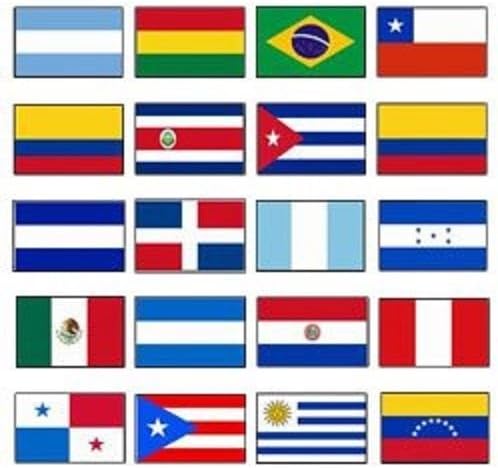 América Latina 2 x 3 Bandera Juego de 20 País Países Banderas de poliéster Grommets
