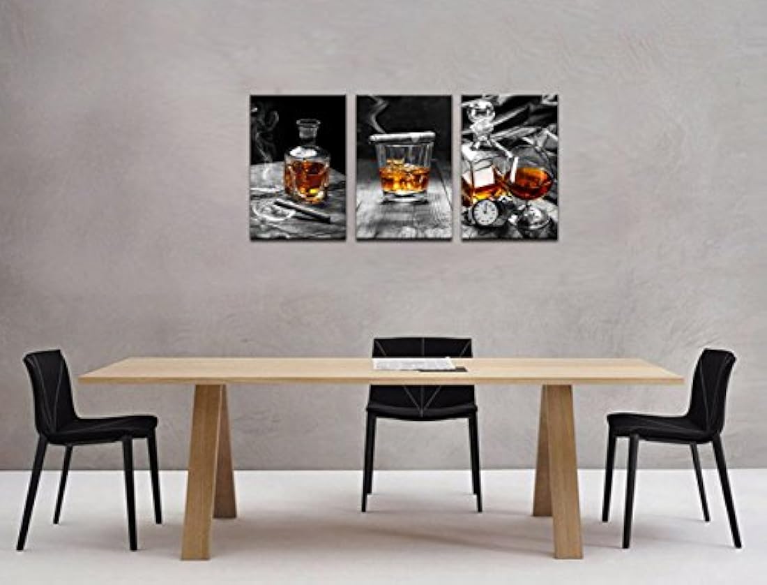 Lienzo decorativo para pared, diseño de whisky de cigarro