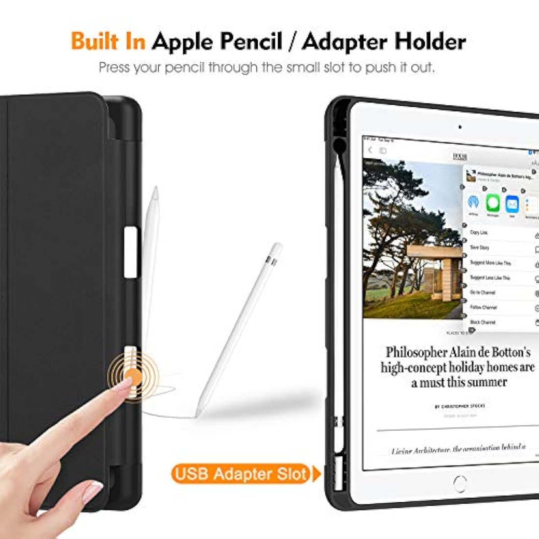Funda para iPad 7ªgen de 10.2 2019 con soporte Negro Fintie