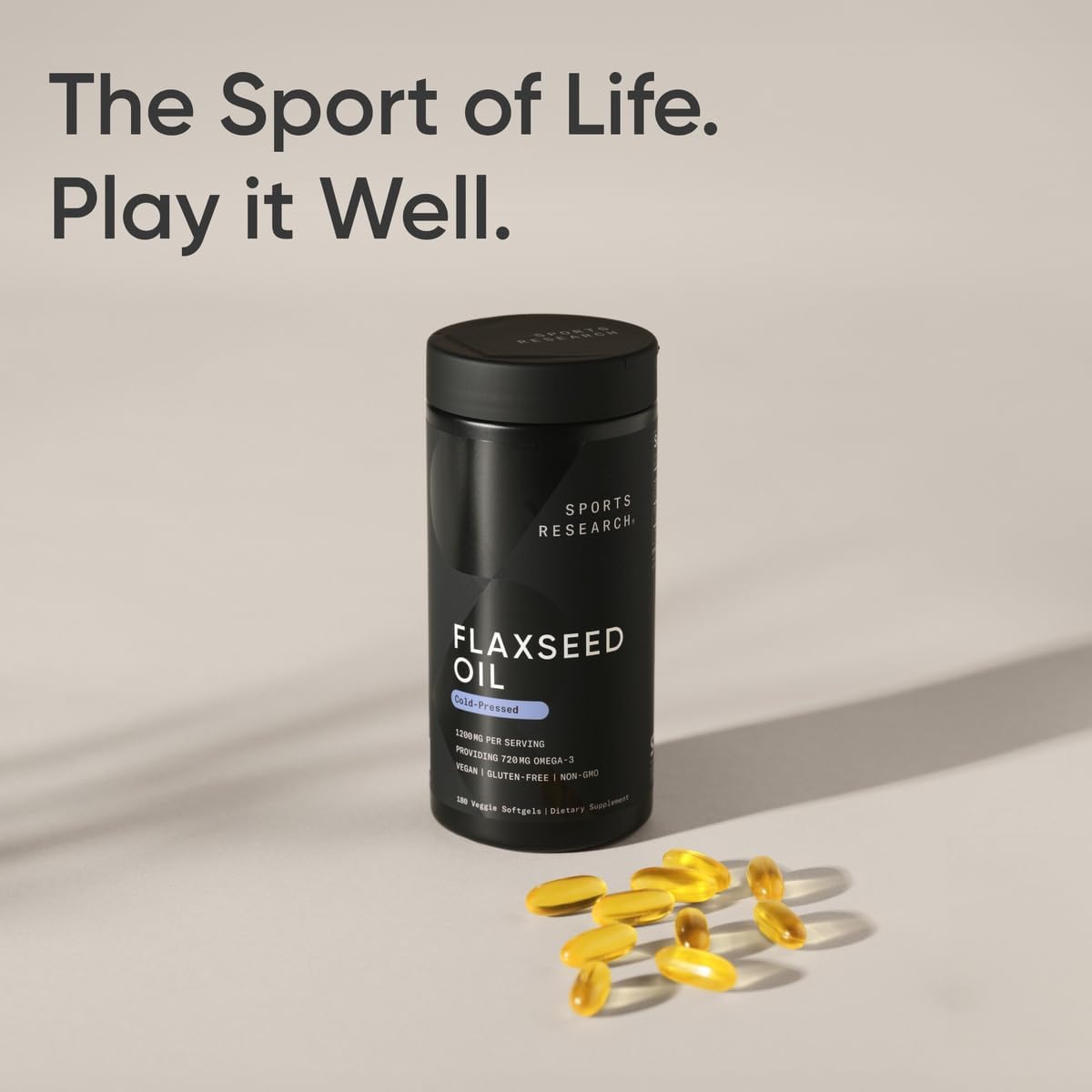 Suplemento de Aceite de Linaza Vegano Sports Research 180 Softgels