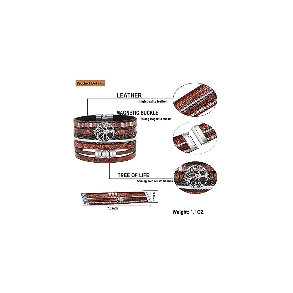 Pulseras inspiradoras de cuero del árbol de la vida