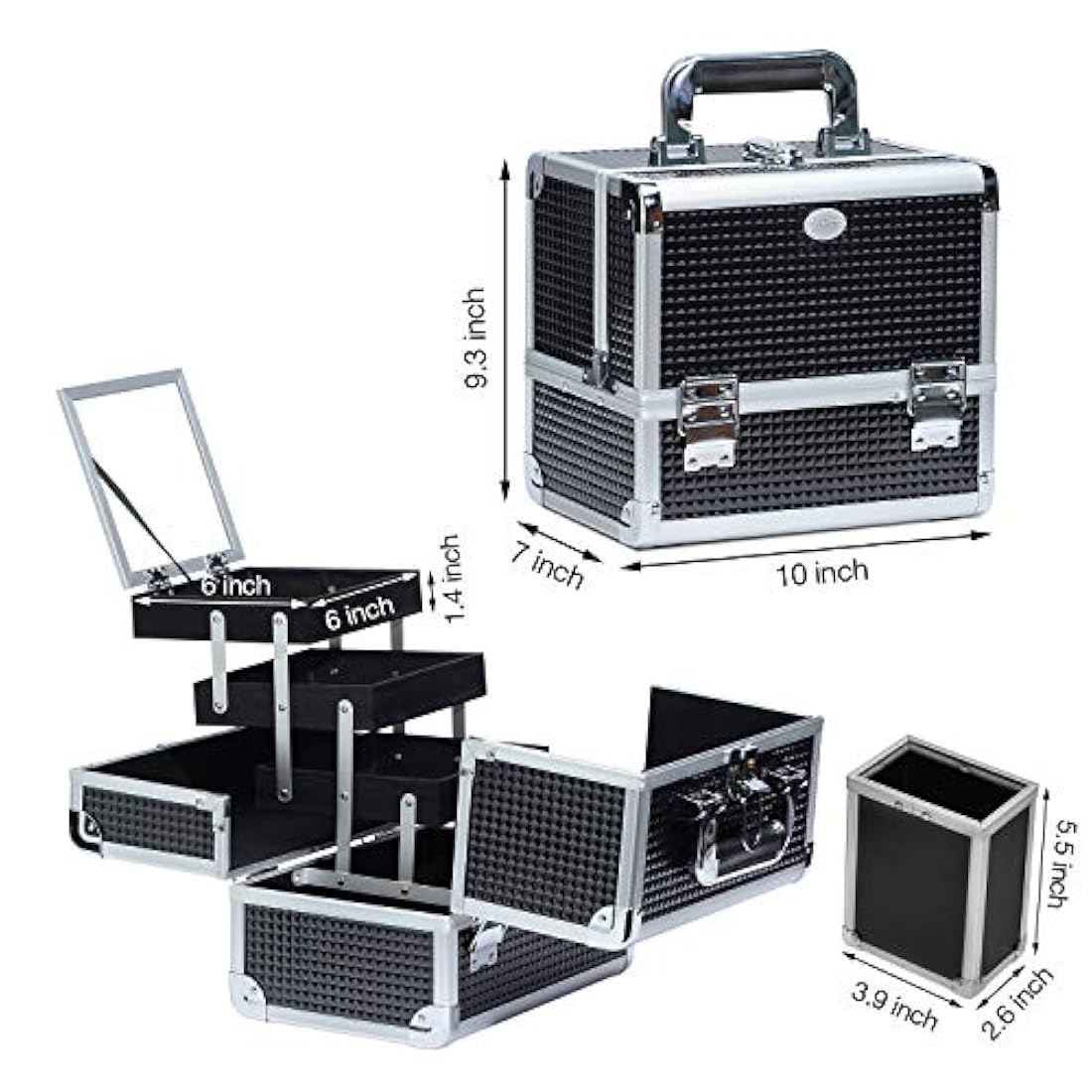 Maletín organizador de maquillaje con espejo marrón