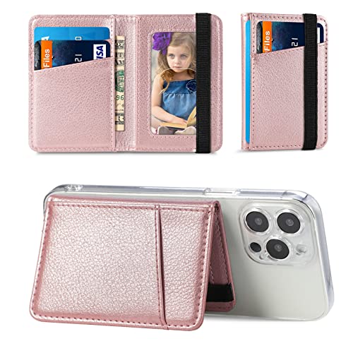 TopFunny Funda tipo cartera para teléfono móvil, soporte para tarjetas de crédito para la parte posterior de las fundas de teléfono, funda tipo cartera de cuero compatible con iPhone, Samsung Galaxy Android, la mayoría de los smartphones, oro rosa
