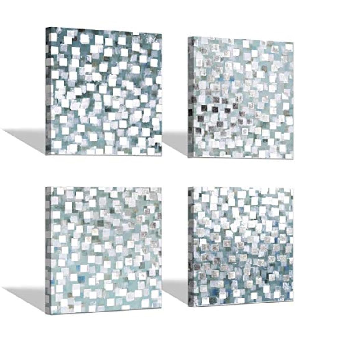 Cuadro abstracto gris sobre lienzo pared lámina plateada