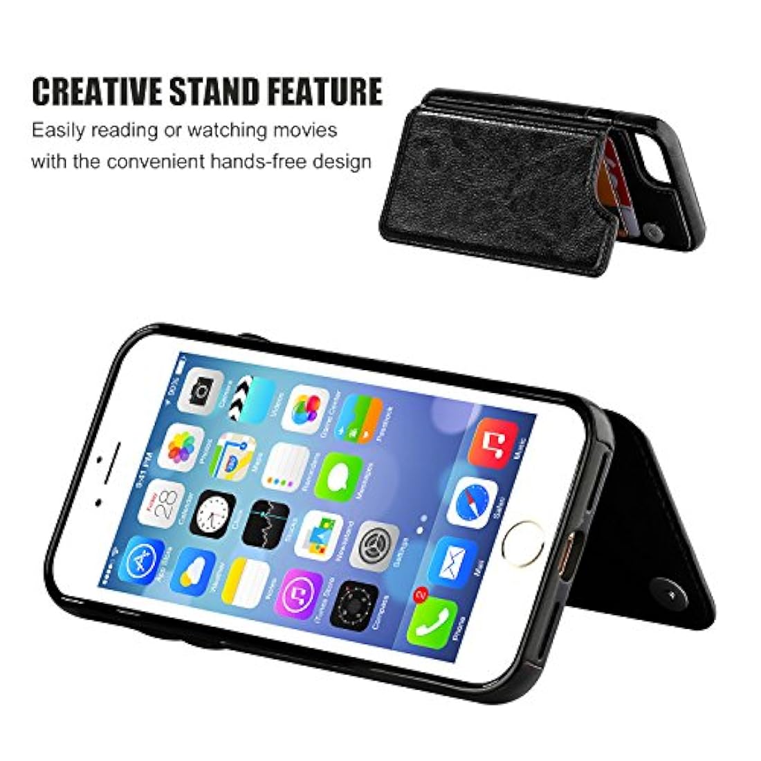 Funda tipo cartera para iPhone 8, resistente a golpes.