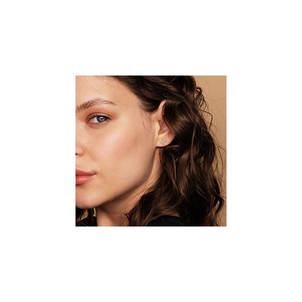 Aretes de plata chapada en oro de 14 quilates para mujer