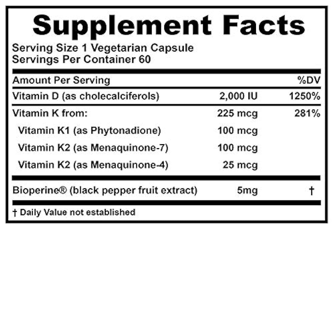 Vitamina D 2000 UI avanzada con todos 3 tipos de vitamina K