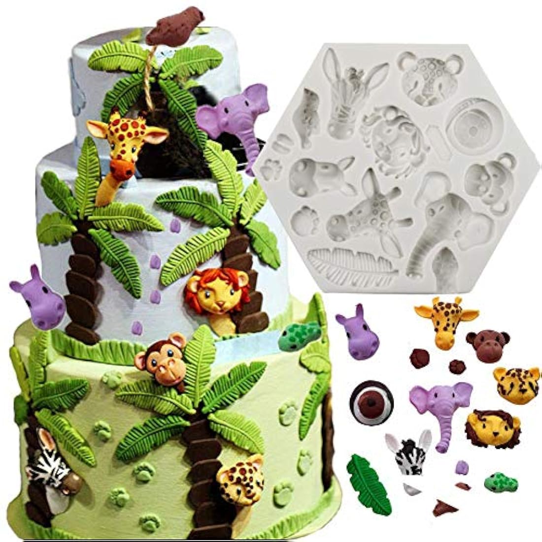 Moldes Juego de 9 moldes para fondant diseño de safari