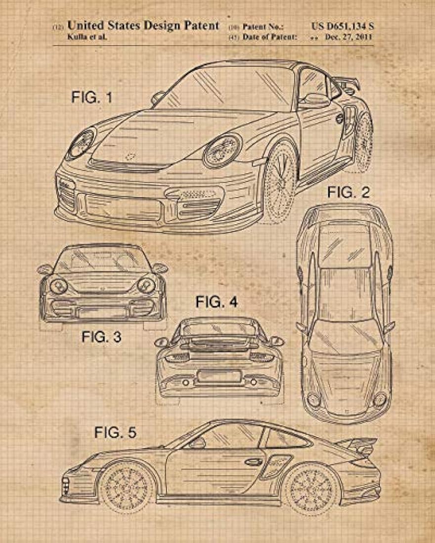 Impresiones de carteles de patente Porsche 911 vintage