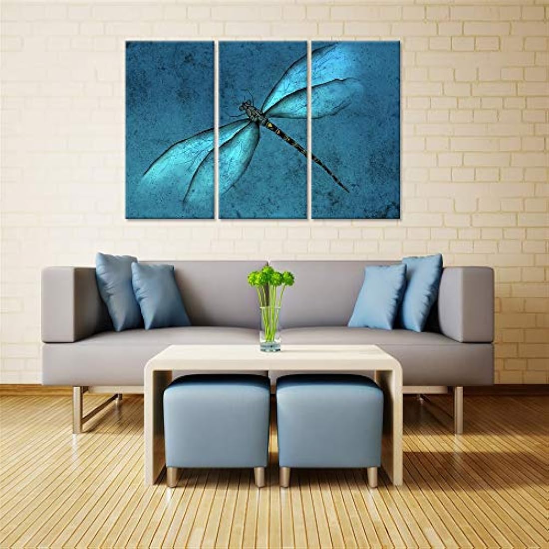 3 piezas de lienzo para pared, diseño abstracto de libélula