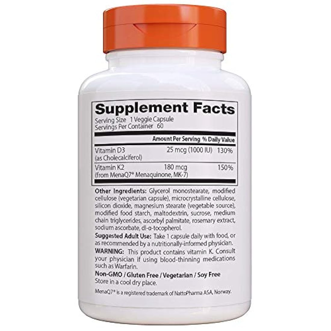 Cápsulas vegetales de vitamina K2