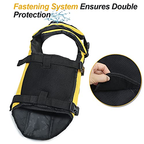 Vivaglory Chaleco salvavidas Ripstop para perro, reflectante y ajustable para perros con mango de rescate para natación y navegación