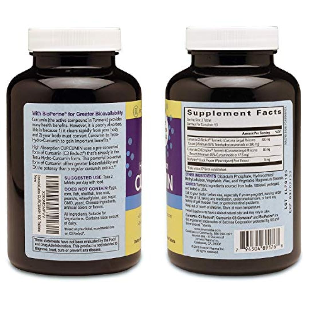 Cúrcuma de curcumina InnovixLabs con C3 Reduct, C3