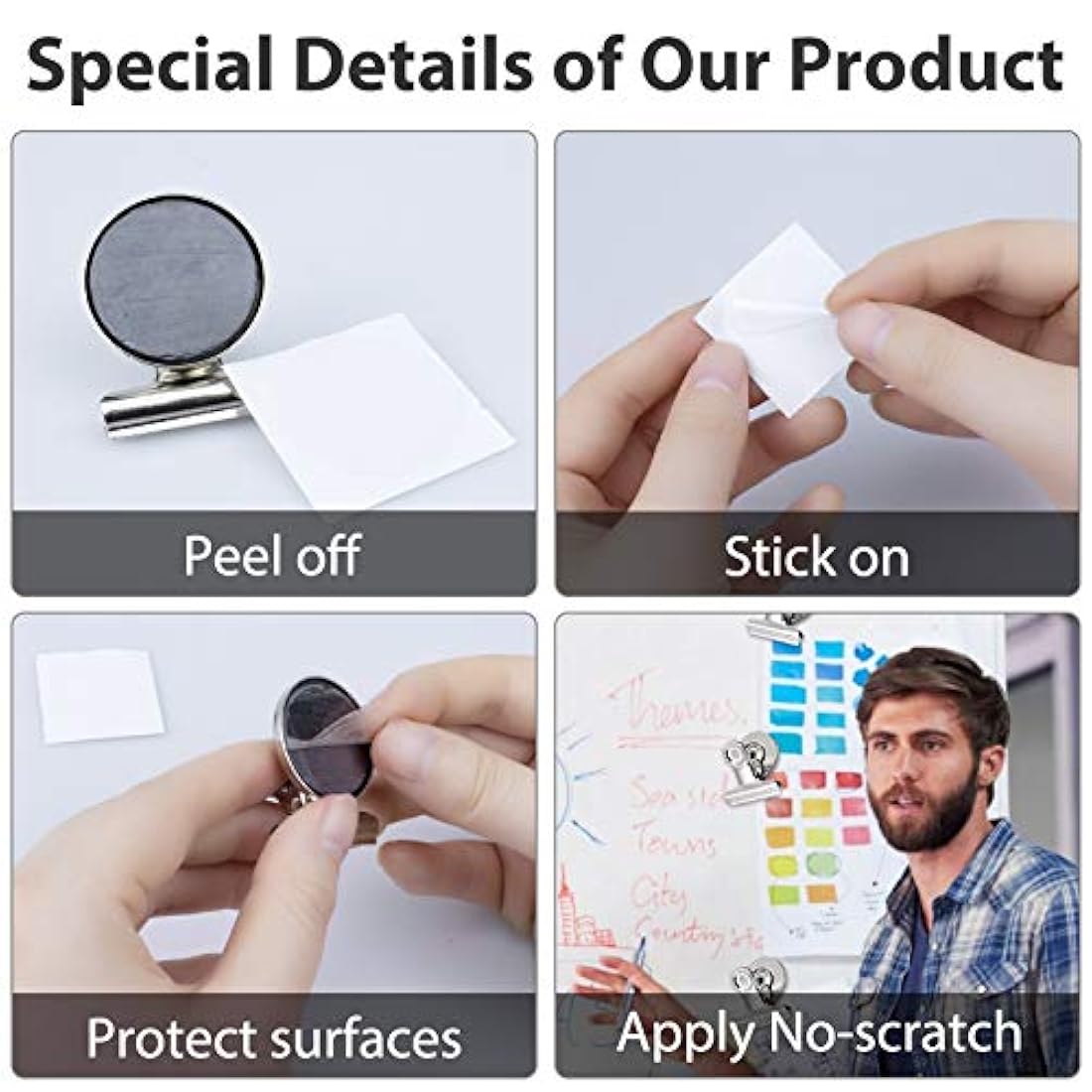 50 imanes para nevera, color negro para arañazos