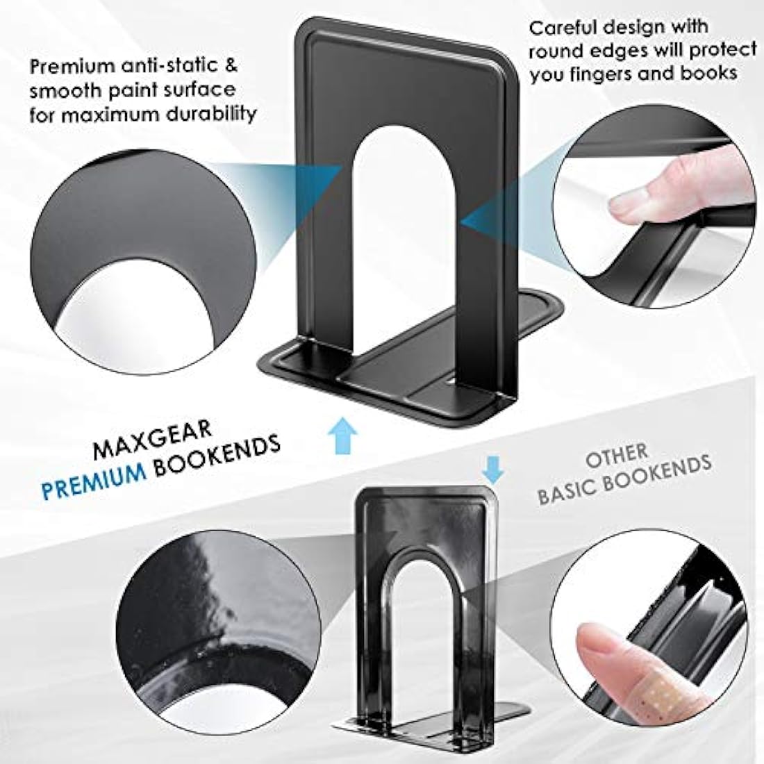 Sujetalibros universales para estanterías de gran calidad