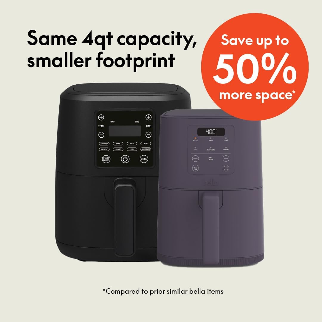 Freidora de Aire 4Qt Bella, Cerámica Antiadherente, 6 Opciones