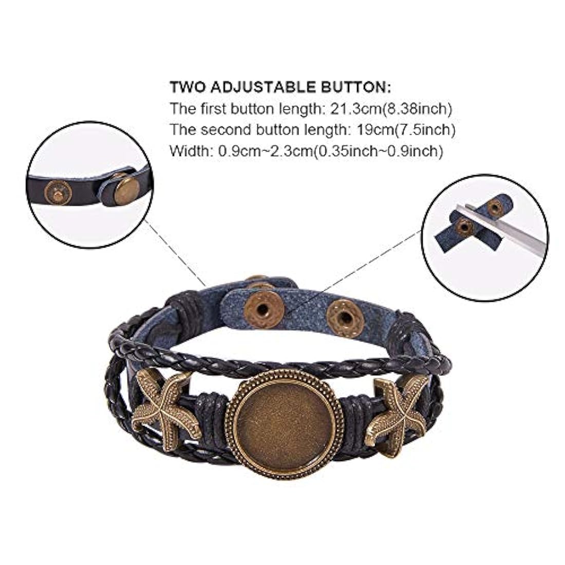 Juego de 4 juegos de pulseras de cuero trenzado