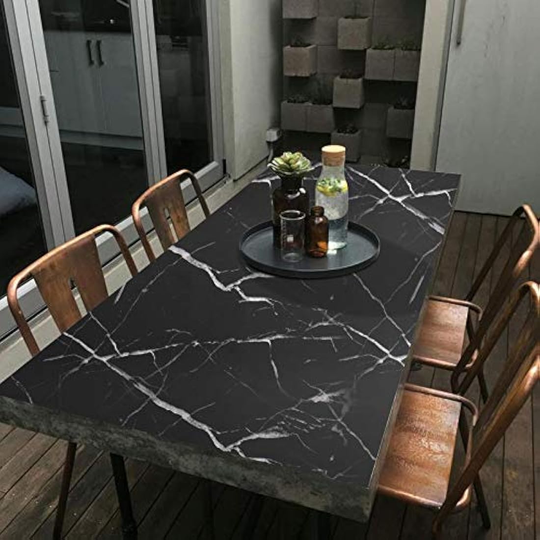 Papel de contacto de mármol negro cocina encimeras
