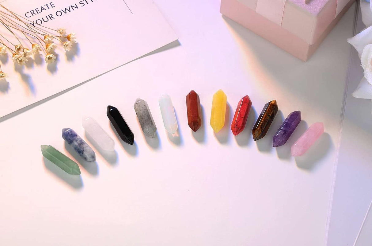 Set de Cristales Sanadores Hexagonales para Meditación Chakra