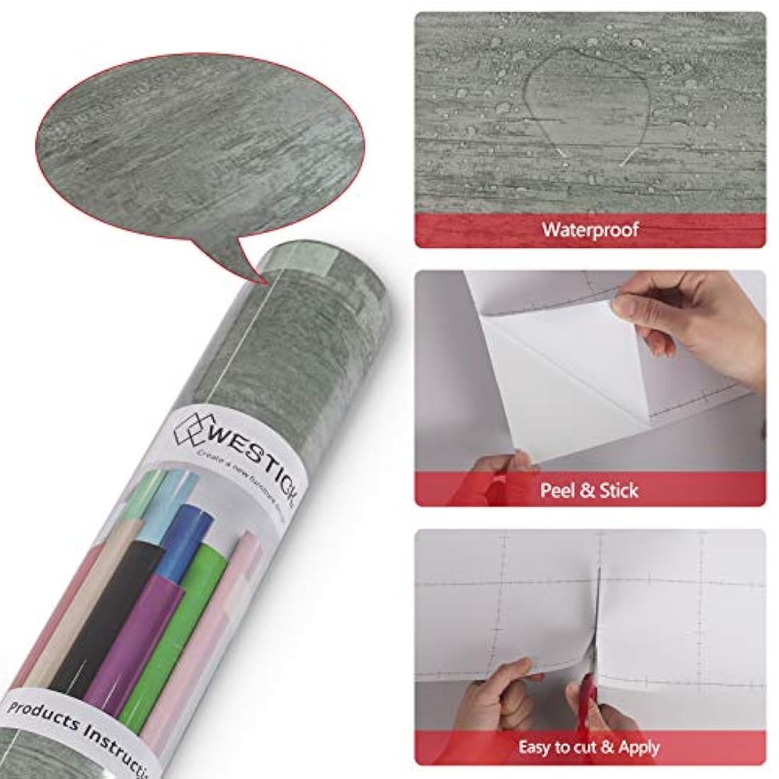 papel pintado adhesivo decorativo gris (15.75x196)