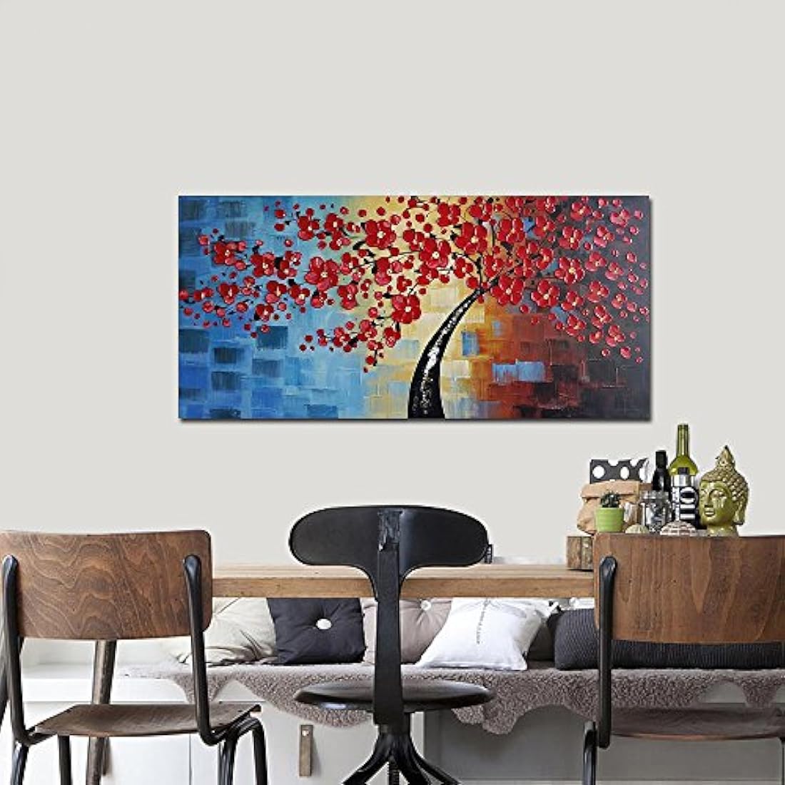 óleo pintadas a mano, estiradas y enmarcadas, lienzo moderno