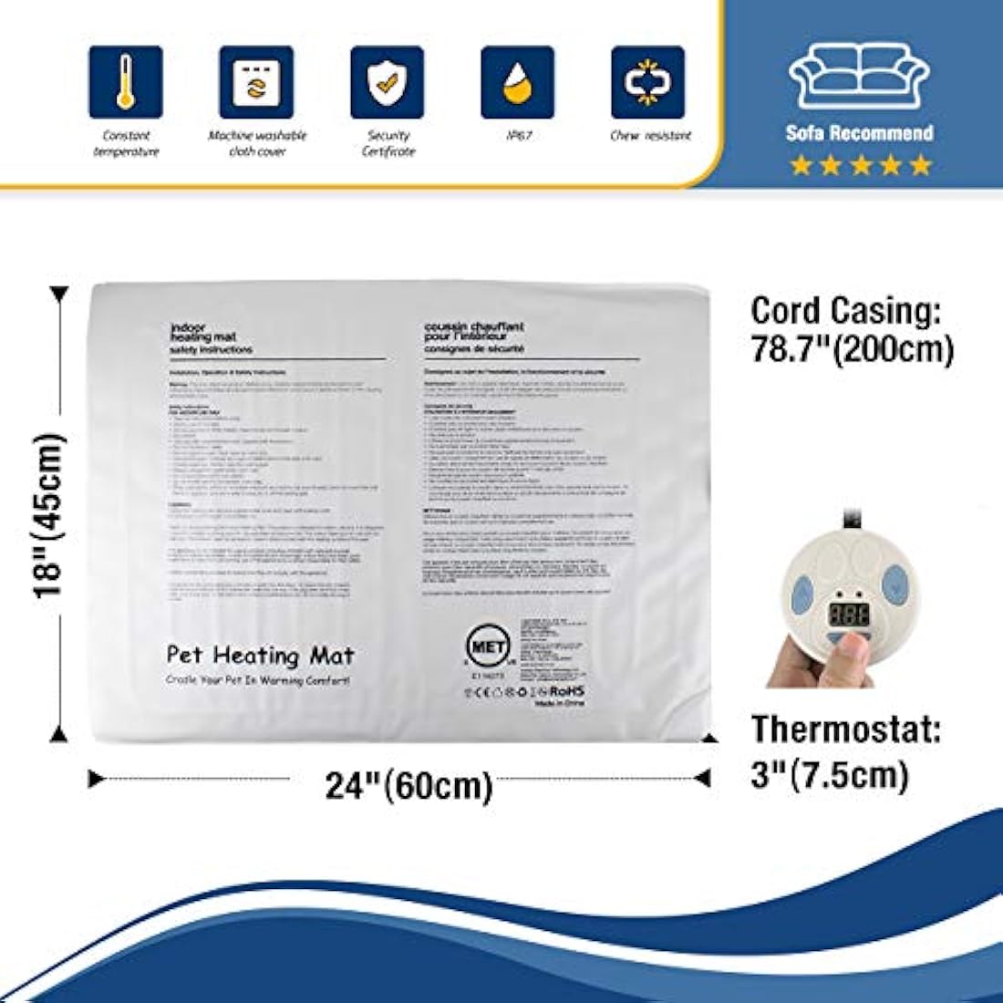 Manta de calentamiento para mascotas con 7 niveles