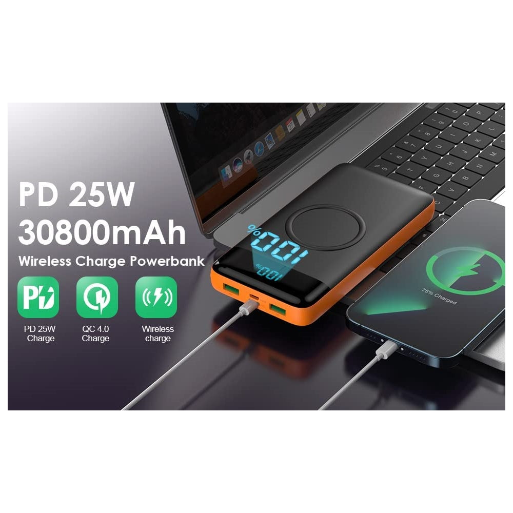 Cargador portátil inalámbrico 30800mAh 15W inteligente USB C