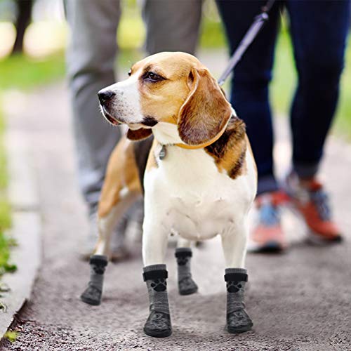 KOOLTAIL Calcetines antideslizantes para perro – Botas impermeables para perros al aire libre con protector de patas con correa de control de tracción para suelos de madera dura