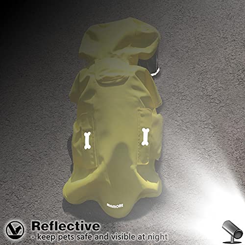 Impermeable impermeable para perros con poncho, chaqueta de lluvia ajustable amarilla con agujero para correa para perros pequeños, medianos y grandes (XS)