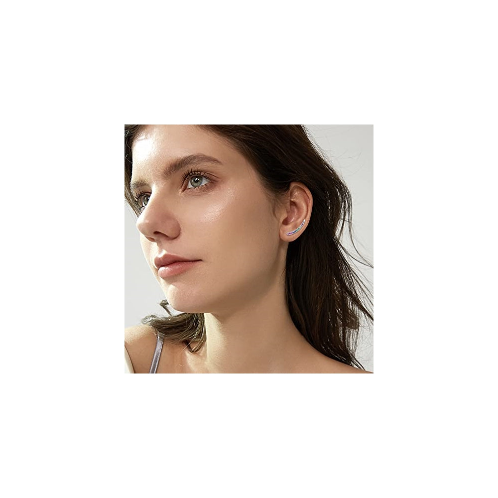 Aretes escaladores de plata esterlina para mujer