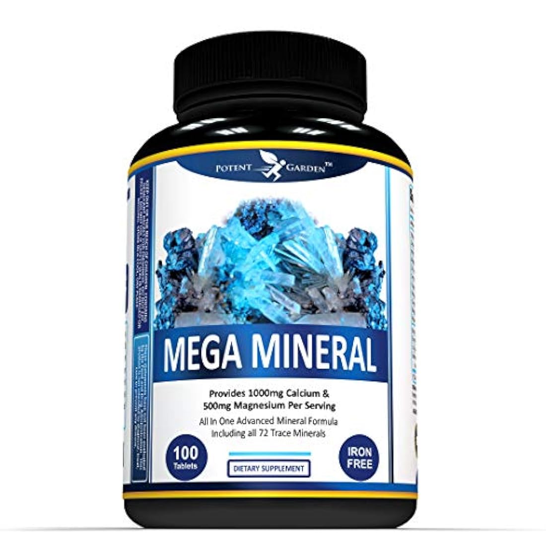 Multi Mineral Plus 1000mg Calcium Magnesium Zinc D3 Supplement - All 72 Trace Minerals- Iron Free - Supports Bone Strength, Joint Flexibility, Heart Health & Immune System by Potent Garden