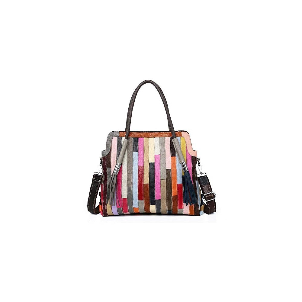 Bolso de mano multicolor Boston para mujer de piel