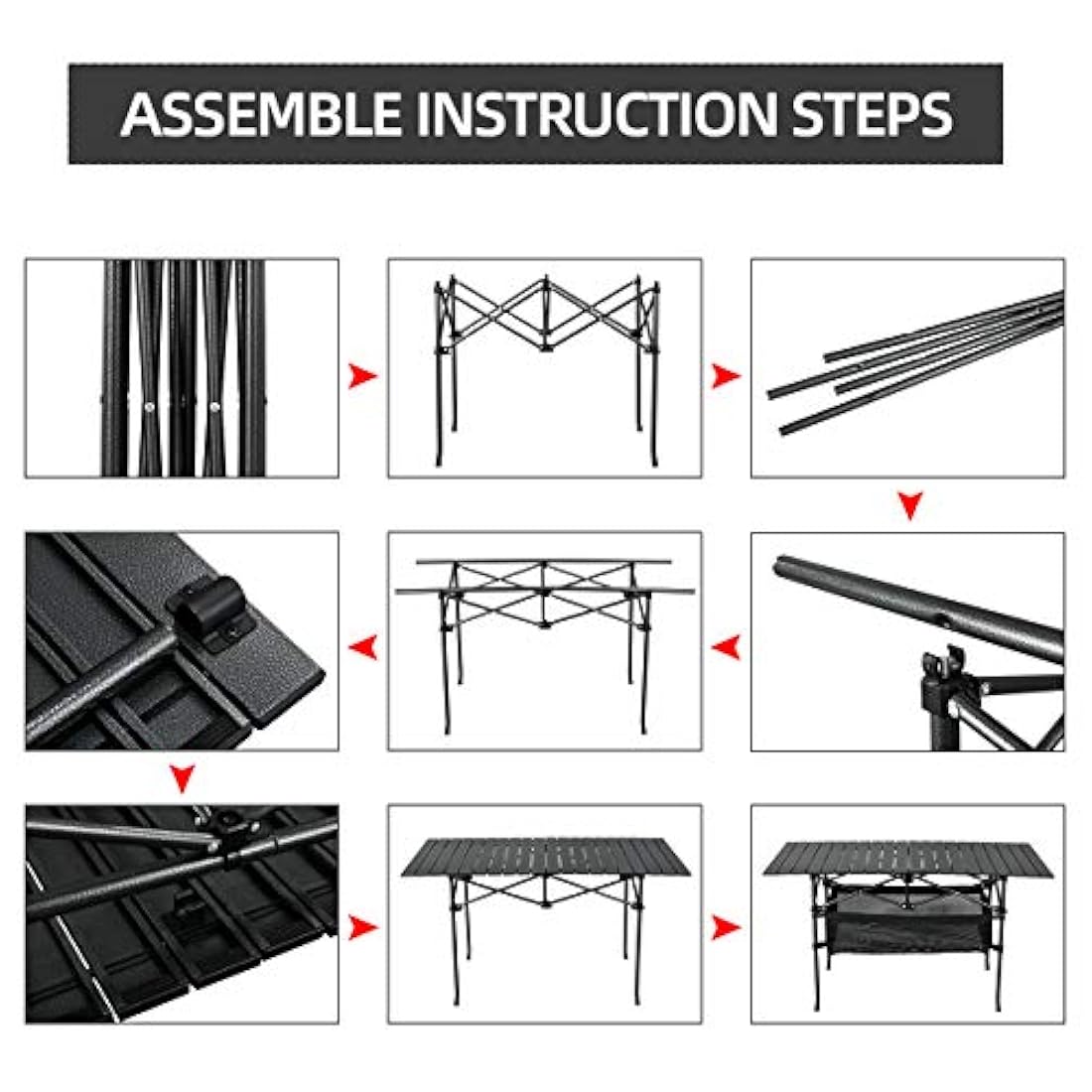 Mesa de picnic portátil al aire libre, mesa enrollable
