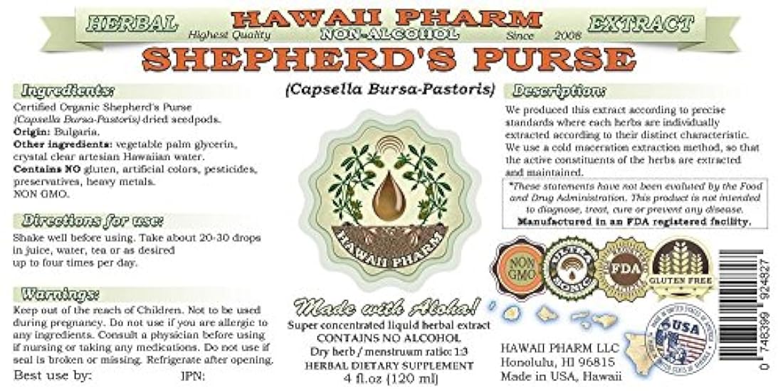 Pastor de Purse alcohol-free Extracto de líquido orgánico