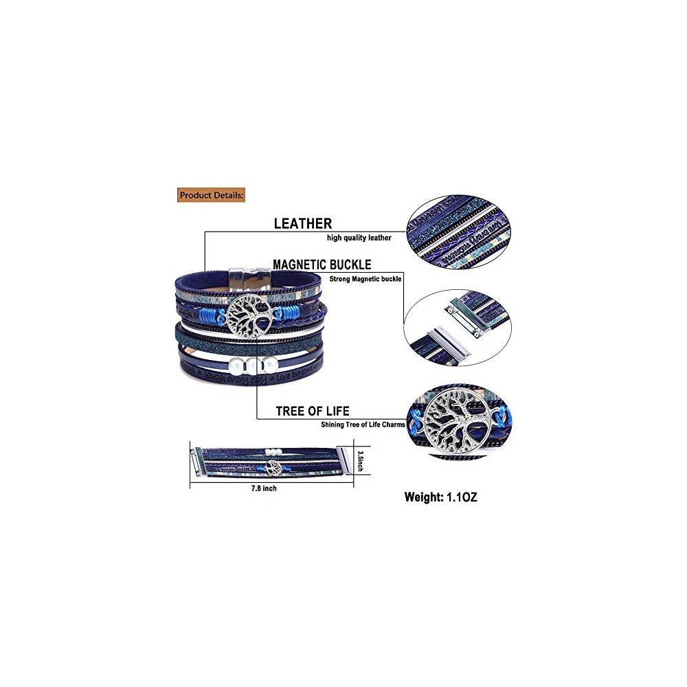 Pulseras y tobilleras inspiradoras de cuero del árbol