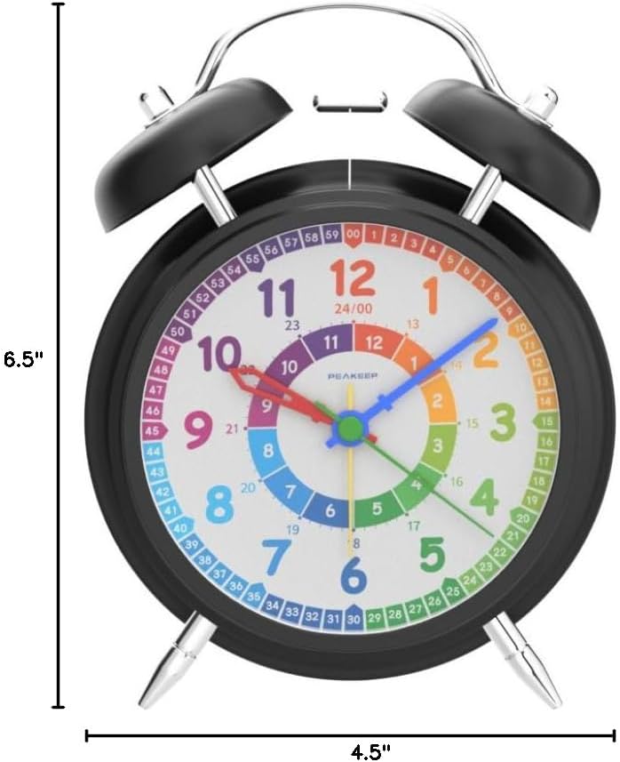 Reloj despertador analógico para niños, enseñanza del tiempo