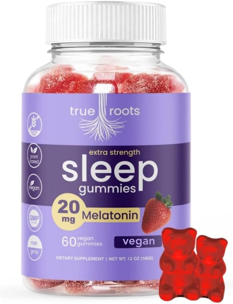 Gomitas para dormir de 20 mg de melatonina, pueden ayudar a conciliar el sueño más rápido y permanecer dormido durante más tiempo, con GABA, valeriana, bálsamo de limón y melatonina,