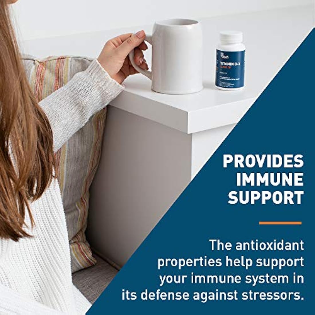 Vitamina D3 5000 IU libre de gelatina con antioxidantes