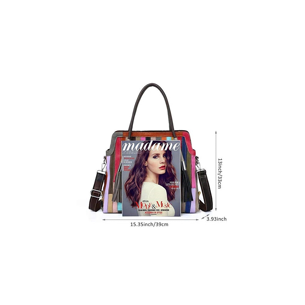 Bolso de mano multicolor Boston para mujer de piel